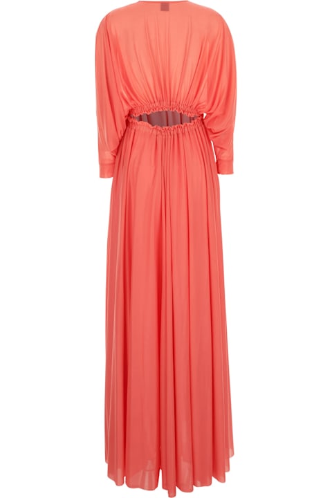 Homeware Pinko Orange Long Dress With Deep V-neck And Cut-out On The Back In Tech Fabric Woman