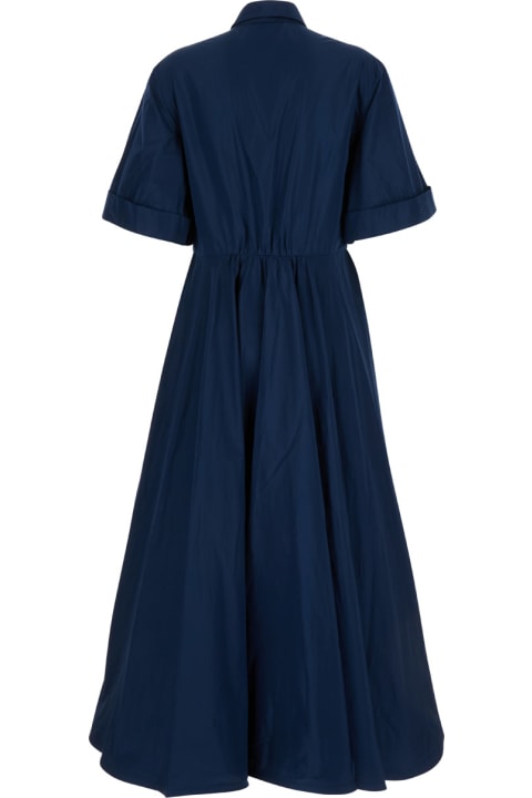 ウィメンズ Sara Rokaのワンピース＆ドレス Sara Roka Blue Popline Midi Dress In Crepe Fabric Woman