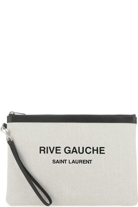 Betting On Bags for Men Saint Laurent Sand Canvas Rive Gauche Clutch