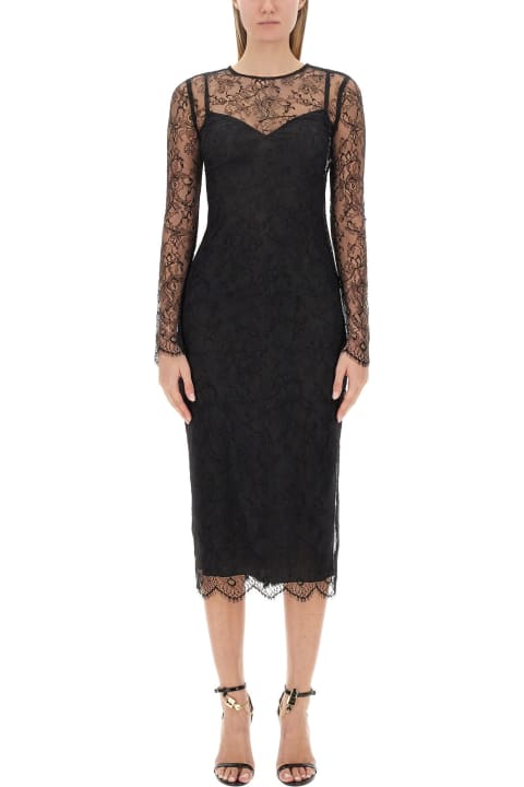 Dolce & Gabbana Dresses for Women Dolce & Gabbana Chantilly Laces Fil Coupe' Longuette Dress