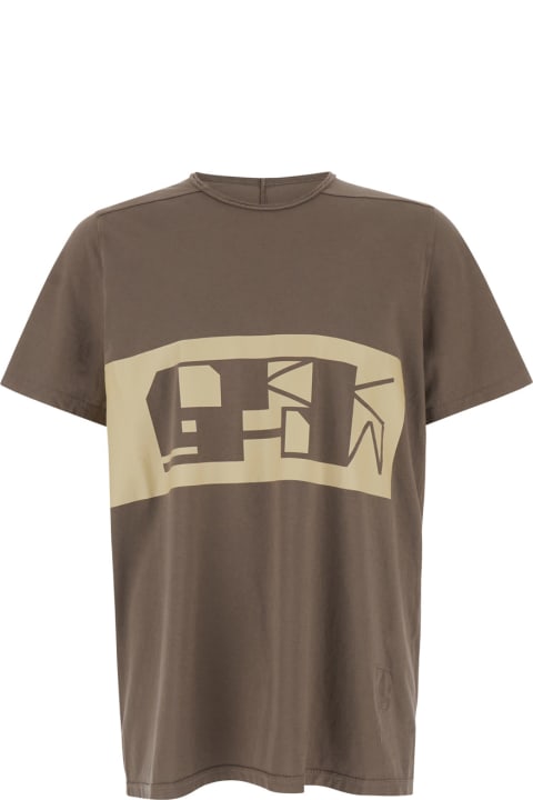 Topwear for Men DRKSHDW Brown T-shirt With Contrasting Logo Print In Cotton Man