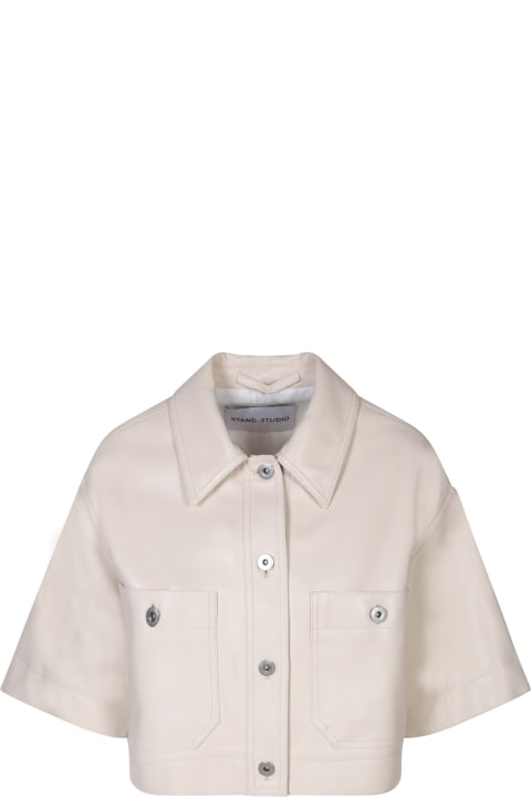 STAND STUDIO for Kids STAND STUDIO Ivory Faux Leather Shirt By Stand Studio
