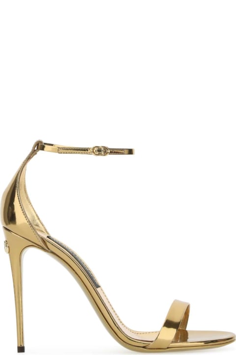 Sale for Women Dolce & Gabbana Gold Leather Keira Sandals