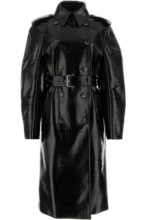 SportMax Coats & Jackets for Women SportMax Black Synthetic Leather Faggi Coat
