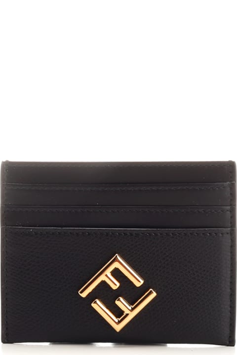 Fendi Ff Diamonds Leather Continental Wallet On Chain in Gray