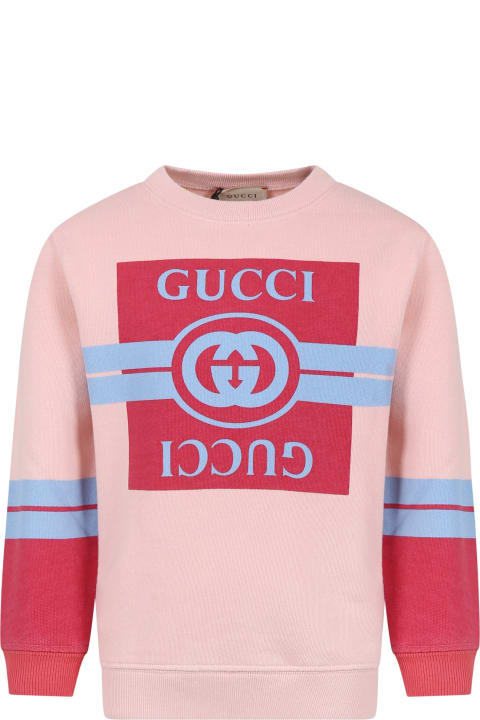 Gucci Rose Sweatshirt For Girl With Logo