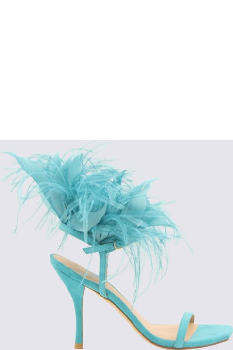 Fashion for Women Stuart Weitzman Turquoise Leather Feather Sandals