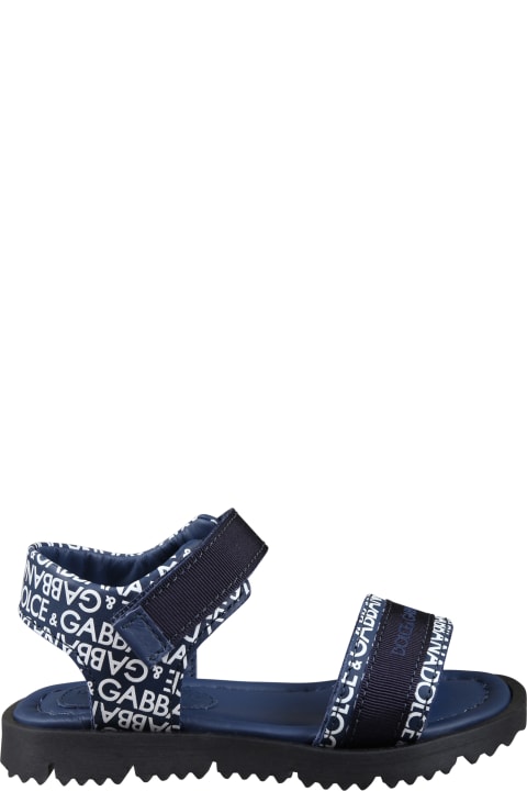 Shoes for Boys Dolce & Gabbana Blue Sandals For Kids With Logo