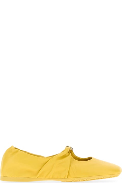Loewe Yellow Nappa Leather Pebble Ballerinas