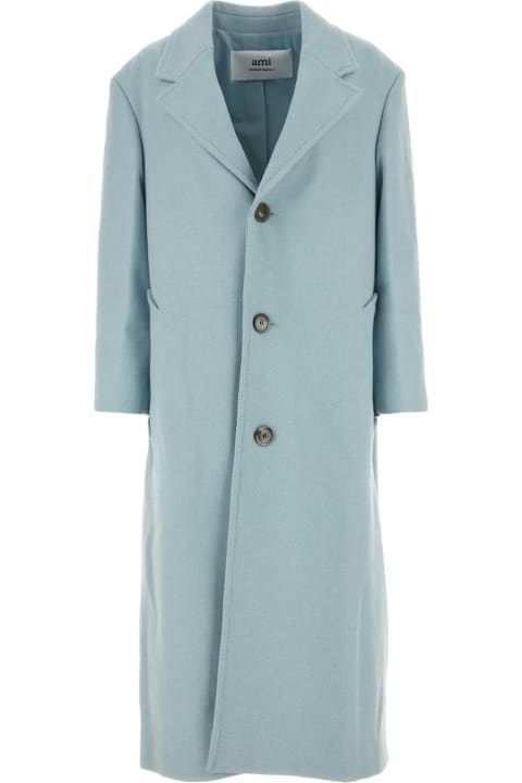 Ami Alexandre Mattiussi Coats & Jackets for Women Ami Alexandre Mattiussi Powder Blue Wool Blend Coat
