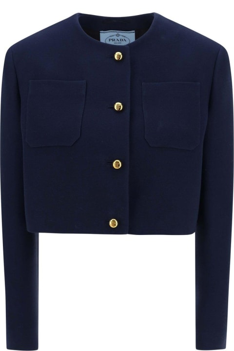 Coats & Jackets for Women Prada Crewneck Cropped Jacket