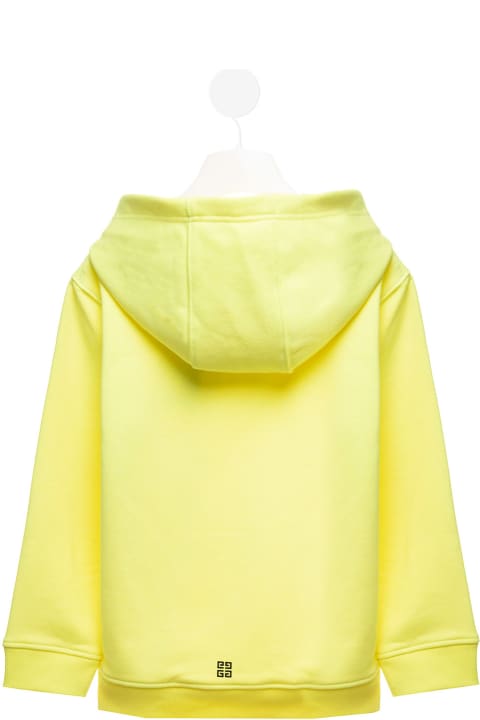 Yellow Jersey Hoodie With Givenchy Kids 4g Logo Print