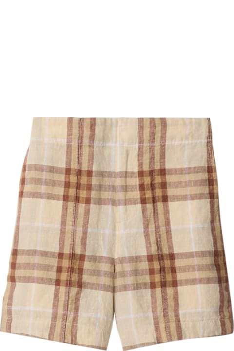 Burberry ملابس تحتية لـ بنات Burberry Check Linen Pants