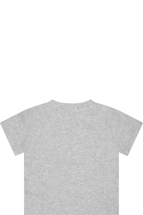 Topwear for Baby Boys Stella McCartney Kids Gray T-shirt For Baby Boy With Shark Print