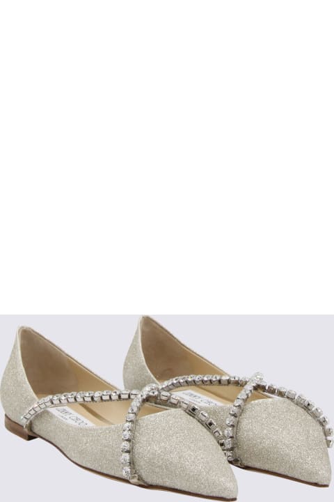 Jimmy Choo Flat Shoes for Women Jimmy Choo Silver Leather Crystal Genevieve Flats