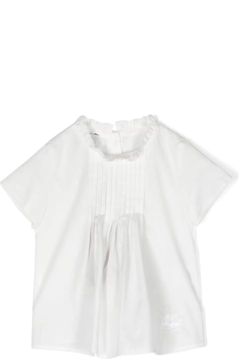Topwear for Baby Girls Etro White Blouse With Pleated Motif