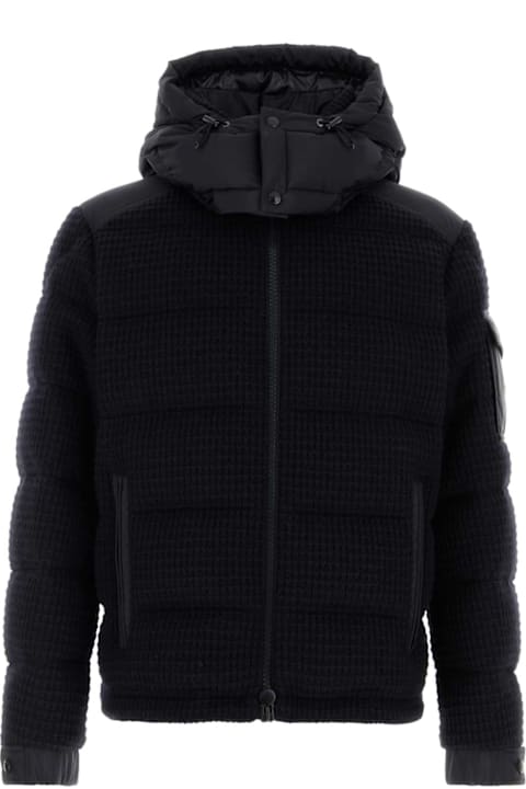 Coats & Jackets for Men Moncler Black Wool Blend Lagdei Down Jacket