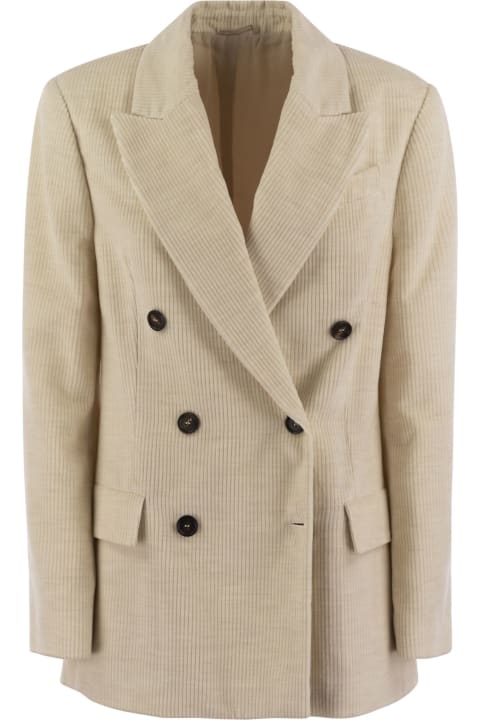 Brunello Cucinelli Coats & Jackets for Women Brunello Cucinelli Viscose And Cotton Corduroy Jacket With Necklace