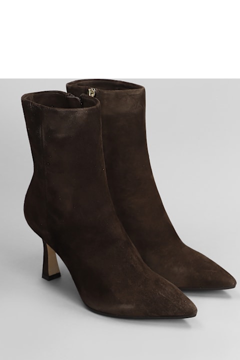Julie Dee Shoes for Women Julie Dee High Heels Ankle Boots In Dark Brown Suede