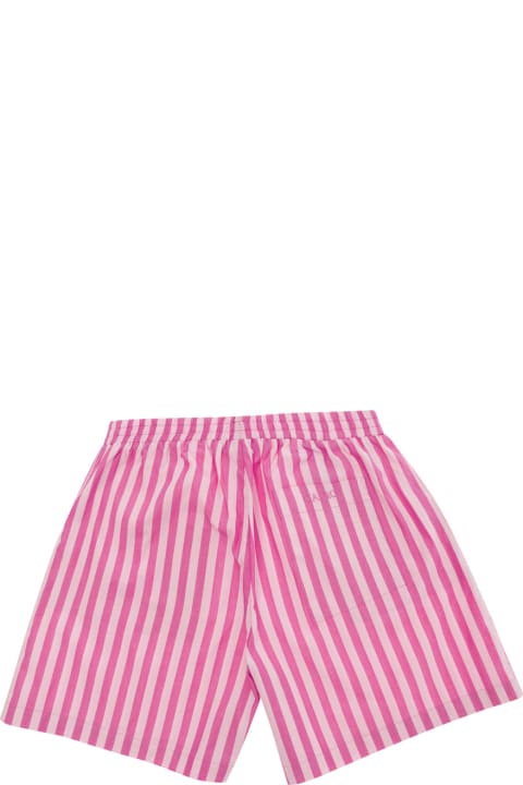 Max&Co. Bottoms for Girls Max&Co. Pink And White Striped Shorts With Tonal Logo Lettering Embroidery In Cotton Girl