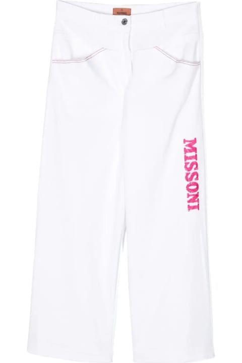 Missoni Kids Missoni Kids White Pants With Fuchsia Sequins Logo