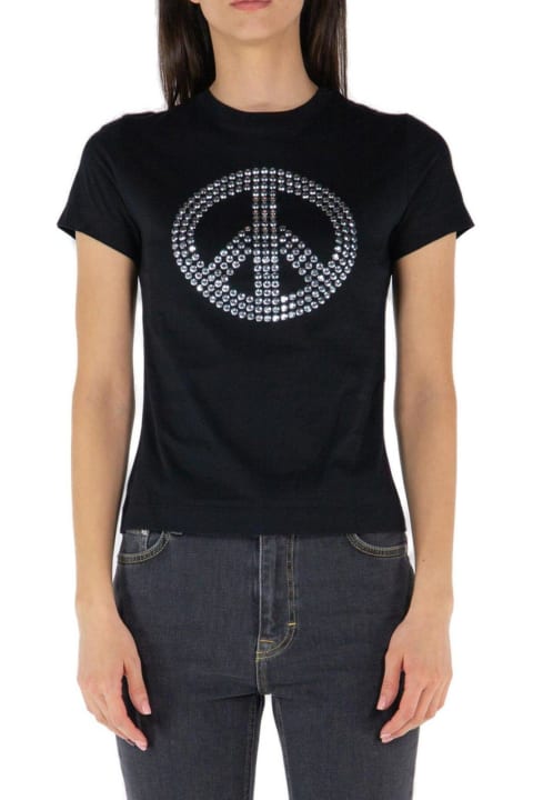 Moschino for Women Moschino Jeans Peace Sign-motif Crewneck T-shirt Moschino