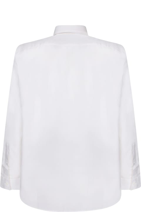 Homeware Burberry White Shirt With Classic Collar And Embroidered Logo On The Front In Cotton Man
