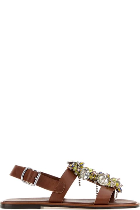 Dries Van Noten Caramel Leather Sandals