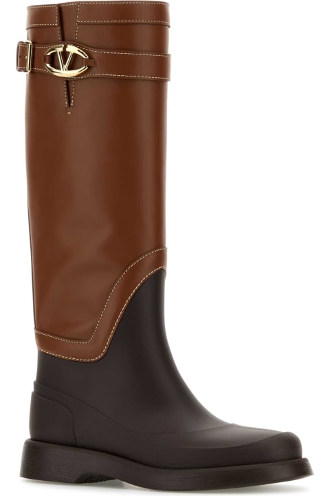 Valentino Garavani Boots for Women Valentino Garavani Two-tone Leather And Rubber Vlogo The Bold Boots