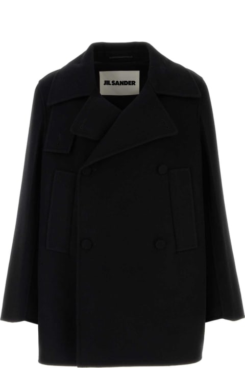 Jil Sander Coats & Jackets for Men Jil Sander Black Wool Blend Coat