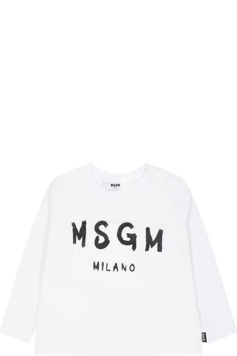 ベビーガールズ Tシャツ＆ポロシャツ MSGM White T-shirt For Baby Kids With Logo