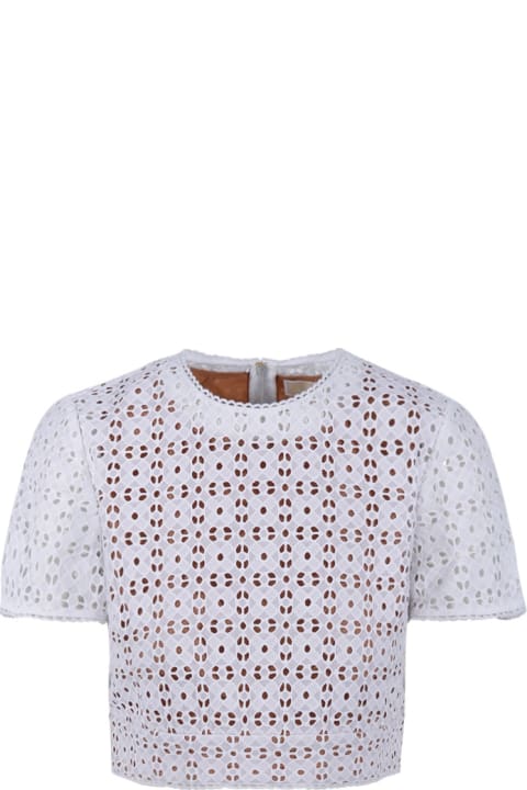 Eyelet Crop Cap Slv Top