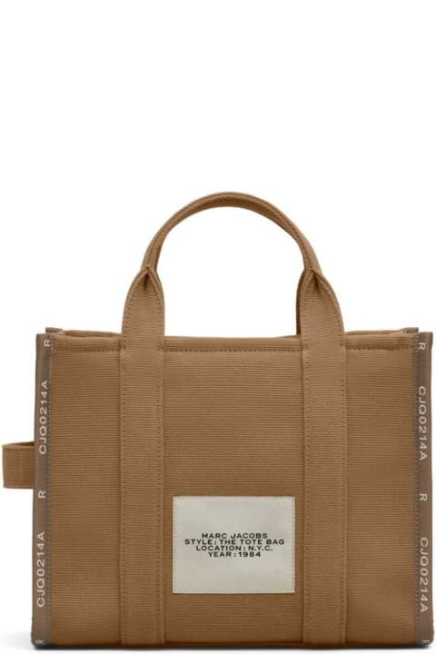 Marc Jacobs Totes for Women Marc Jacobs 'small Tote' Beige Tote With Contrasting Logo Embroidery In Cotton And Polyester Woman