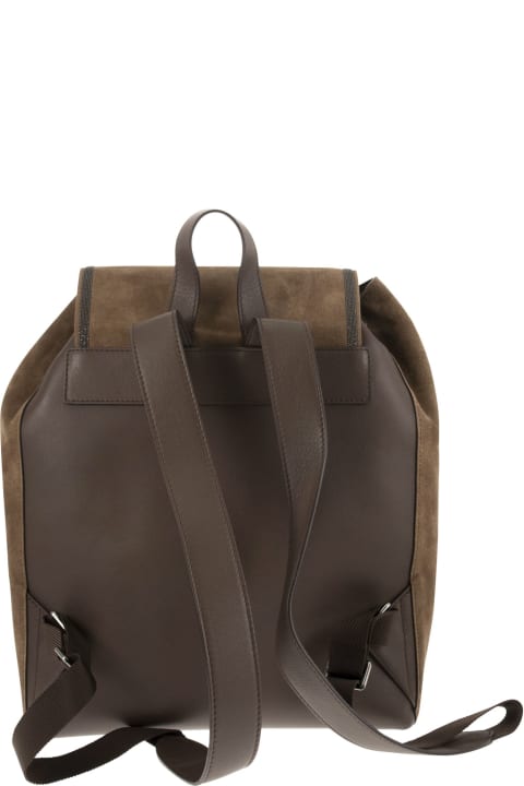 Suede Backpack With "precious Contour"