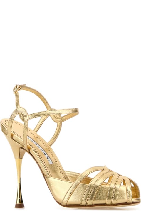 Sandals Sale for Women Manolo Blahnik Gold Nappa Leather Makanak Pumps