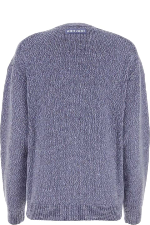 Sweaters for Women Miu Miu Melange Lilac Cashmere Blend Cardigan