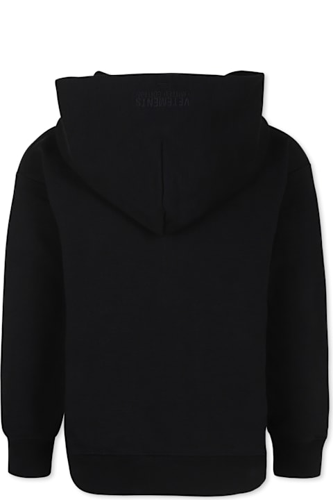 VETEMENTS لـ Kids VETEMENTS Black Sweatshirt For Kids With Logo