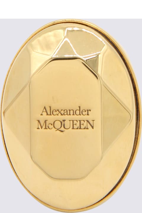 Alexander McQueen Rings for Women Alexander McQueen Antique Gold Metal The Faceted Stone Ring