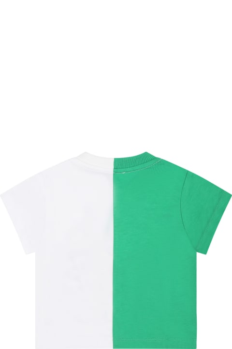 ベビーガールズのセール Moschino Green T-shirt For Babies With Teddy Bear And Logo