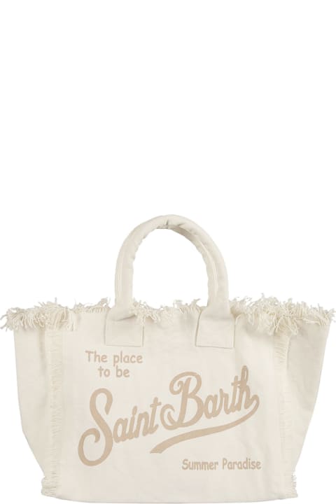 Bags for Women MC2 Saint Barth Fringe Trim Logo Embroidered Tote