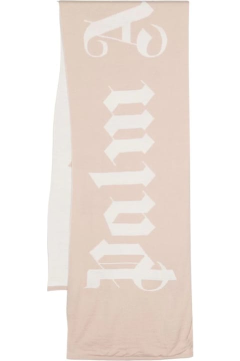 Palm Angels for Women Palm Angels Reversible Beige And White Scarf With Logo