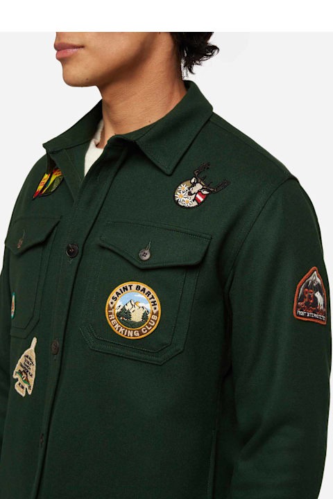 Homeware MC2 Saint Barth Wooly Green Overshirt Burton With Pockets And Patches