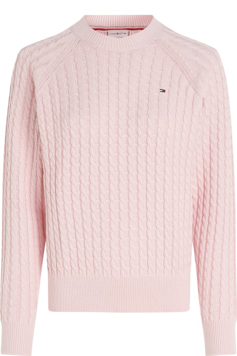 ウィメンズ Tommy Hilfigerのニットウェア Tommy Hilfiger Pink Relaxed-fit Sweater In Woven Knit