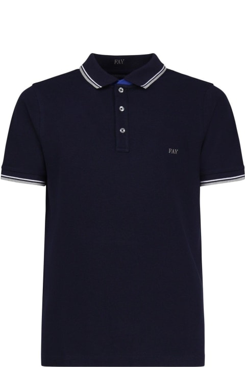Fay Shirts for Men Fay Logo Embroidered Short-sleeved Polo Shirt