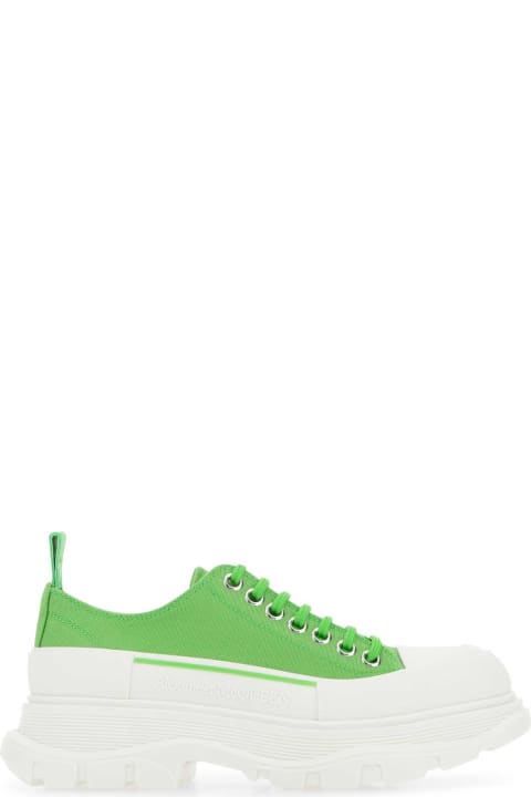ウィメンズ Alexander McQueenのシューズ Alexander McQueen Green Canvas Tread Slick Sneakers