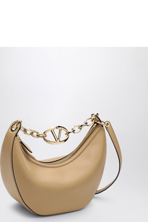 Fashion for Women Valentino Garavani Vlogo Moon Cappuccino-coloured Small Hobo Bag