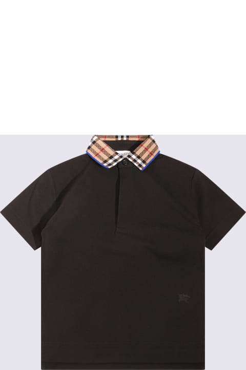 Burberry T-Shirts & Polo Shirts for Women Burberry Black And Archive Beige Cotton Polo Shirt