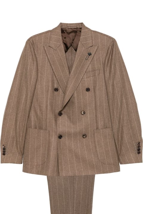 Lardini Suits for Women Lardini Light Brown Cashmere Pinstripe Suit