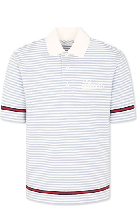 Gucci T-Shirts & Polo Shirts for Boys Gucci Light Blue Polo Shirt For Kids With Logo