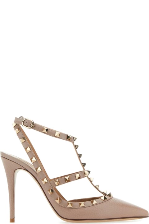 Valentino Garavani Antiqued Pink Leather Rockstud Pumps